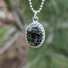Charger l'image dans la galerie, Nuummite with magnetic Pyrrhotite inclusions in 925 silver