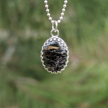 Charger l'image dans la galerie, Nuummite with magnetic Pyrrhotite inclusions in 925 silver