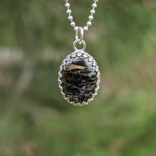Charger l'image dans la galerie, Nuummite with magnetic Pyrrhotite inclusions in 925 silver