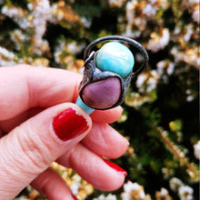 Load image into Gallery viewer, Indonesian Petrified Wood Opal wand with Rhodonite necklace