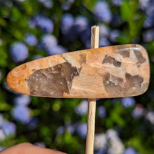 Load image into Gallery viewer, Peach Moonstone with Smoky Quartz hair clip
