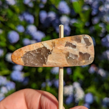 Load image into Gallery viewer, Peach Moonstone with Smoky Quartz hair clip
