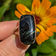 Load image into Gallery viewer, Nuummite sterling silver ring size 10
