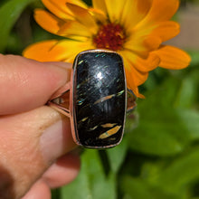 Load image into Gallery viewer, Nuummite sterling silver ring size 10
