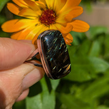 Load image into Gallery viewer, Nuummite sterling silver ring size 10
