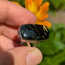 Load image into Gallery viewer, Nuummite sterling silver ring size 10
