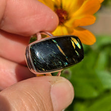 Load image into Gallery viewer, Nuummite sterling silver ring size 10
