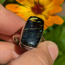 Load image into Gallery viewer, Nuummite sterling silver ring size 10
