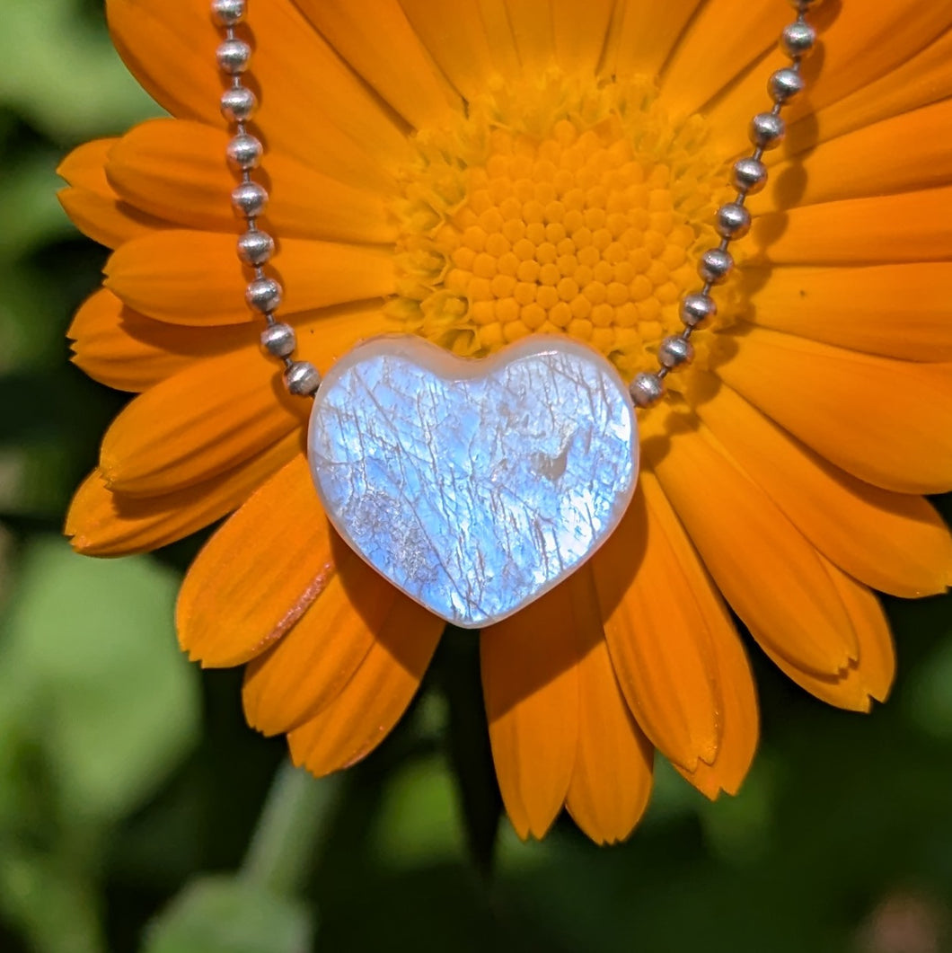 Belomorite Moonstone heart pendant