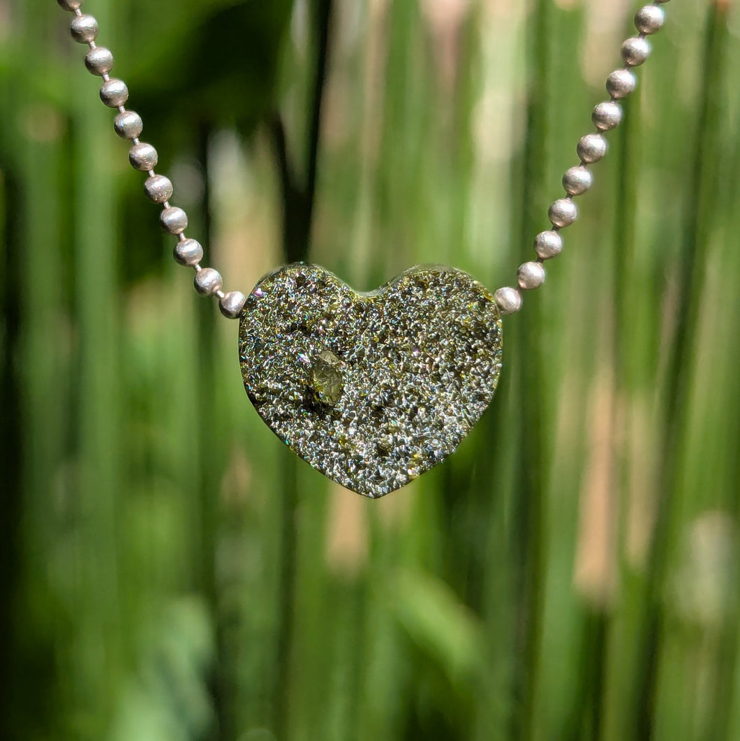 Epoidote Druzy heart pendant