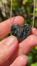 Load and play video in Gallery viewer, Nuummite 17.7 gram heart pendant
