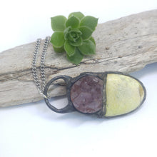 Load image into Gallery viewer, Amethyst &amp; Unknown stone soldered necklace
